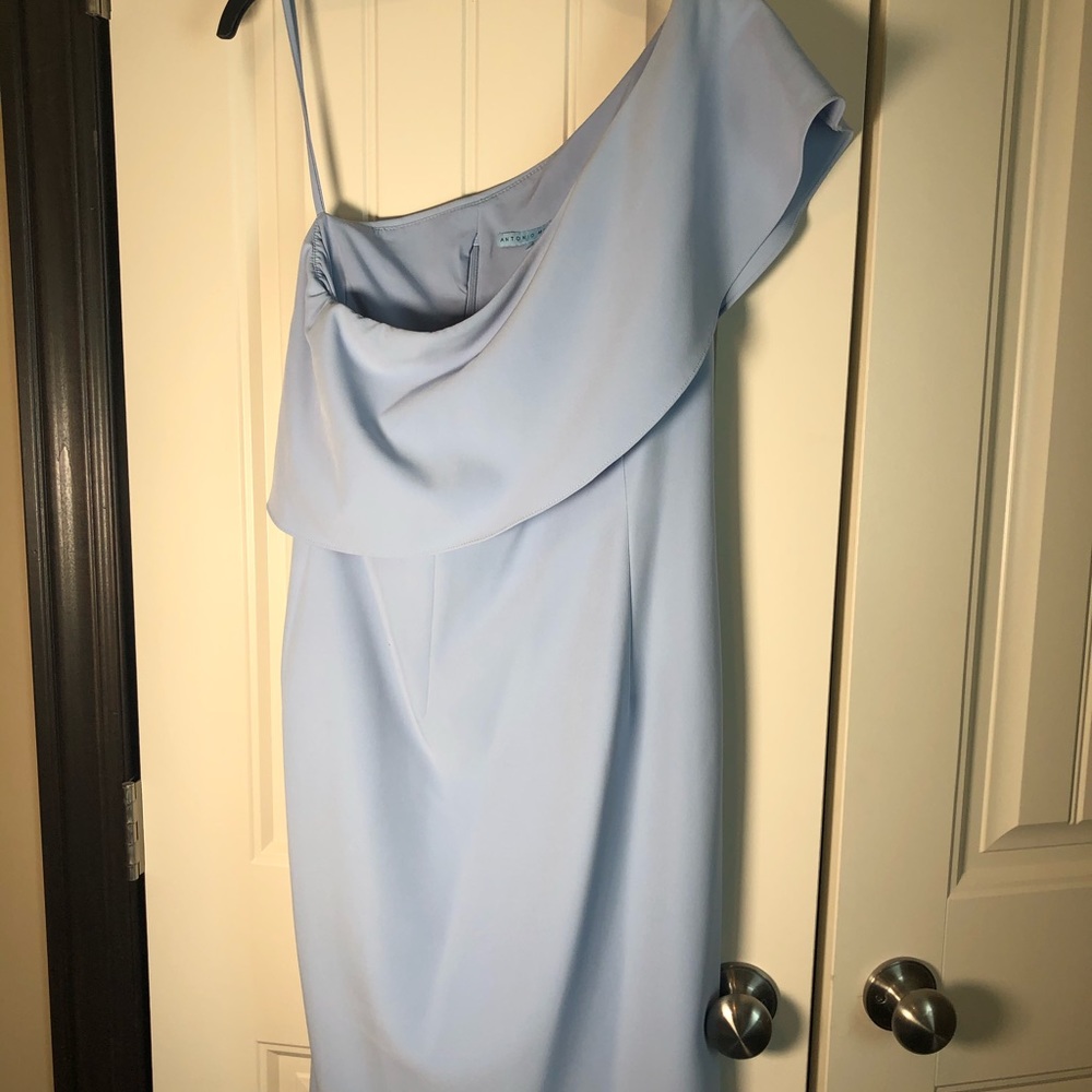 Light blue one shoulder dress
